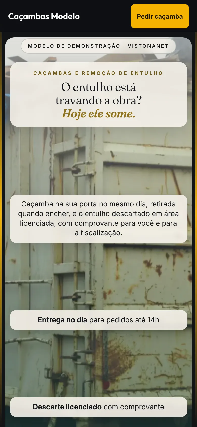 Modelo de site de caçambas