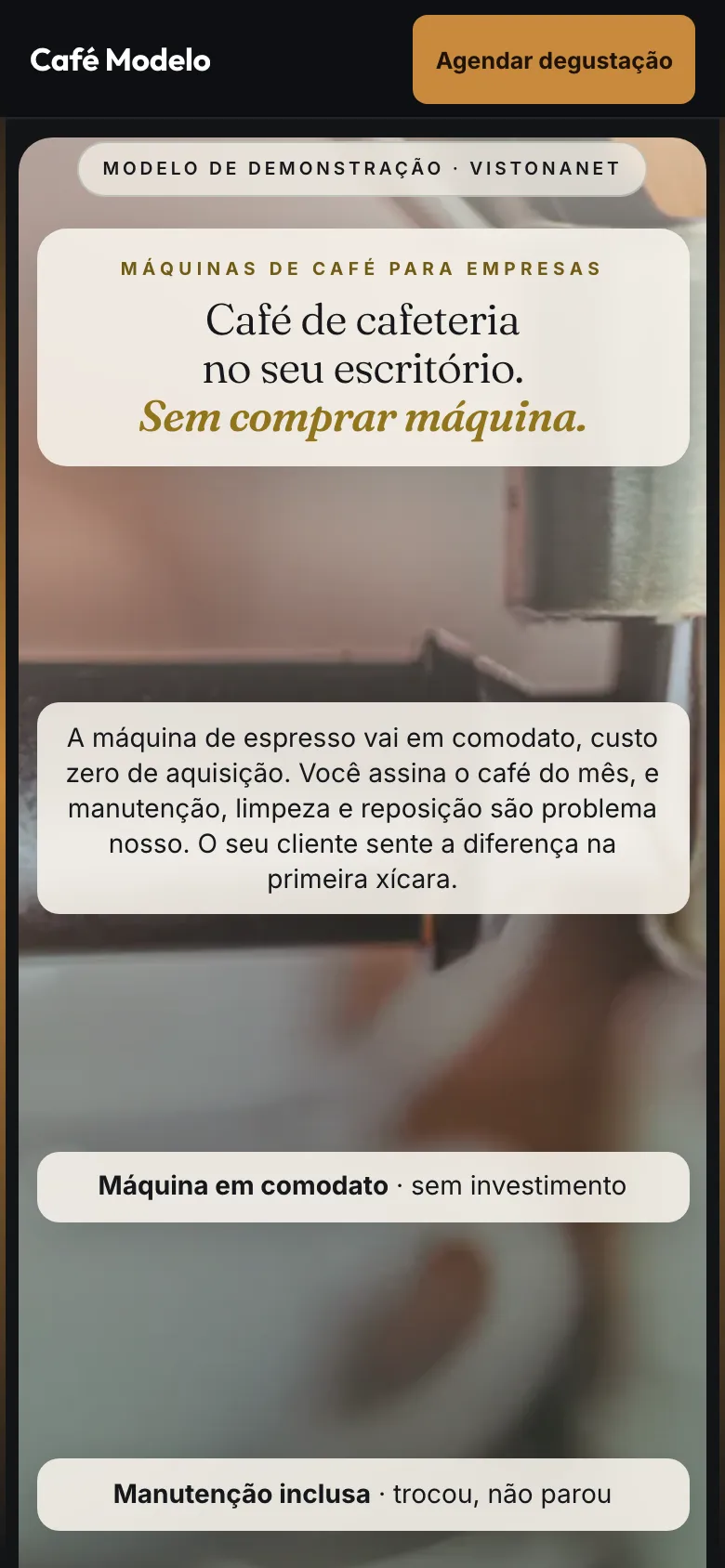 Modelo de site de café para empresas