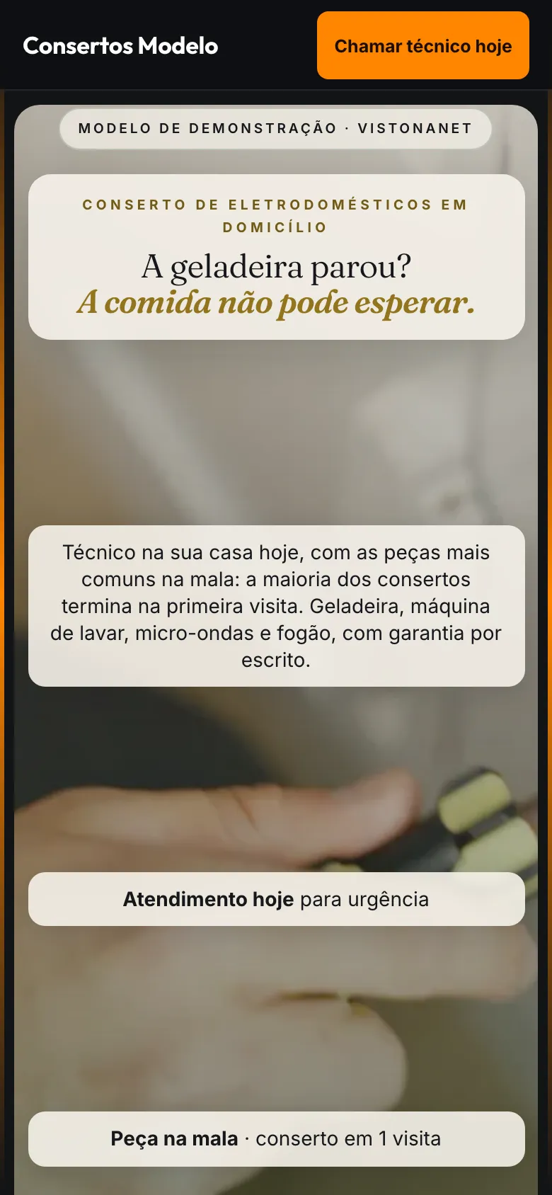 Modelo de site de eletrodomésticos