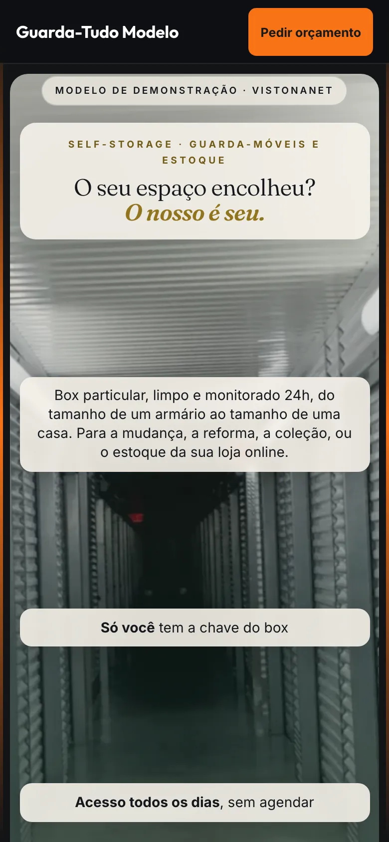 Modelo de site de guarda-tudo