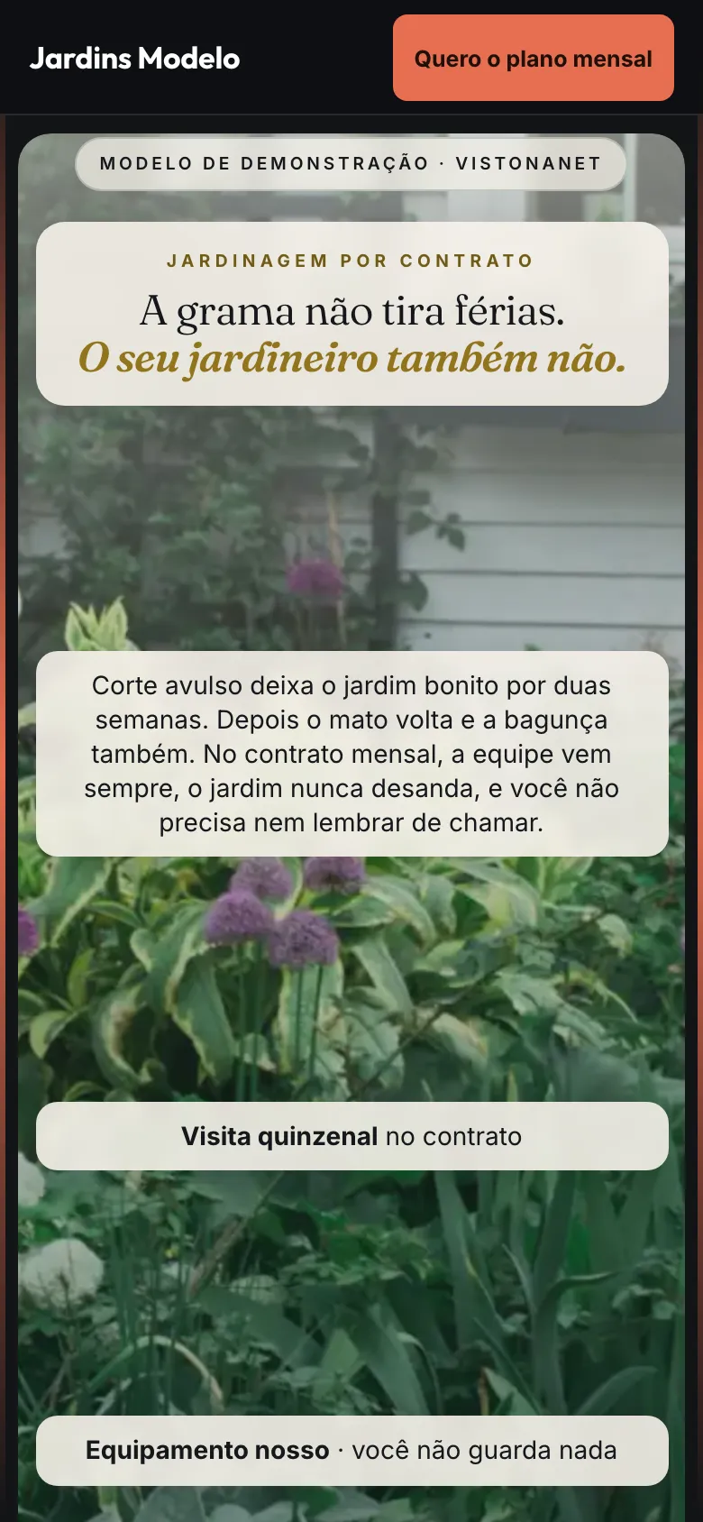 Modelo de site de jardinagem