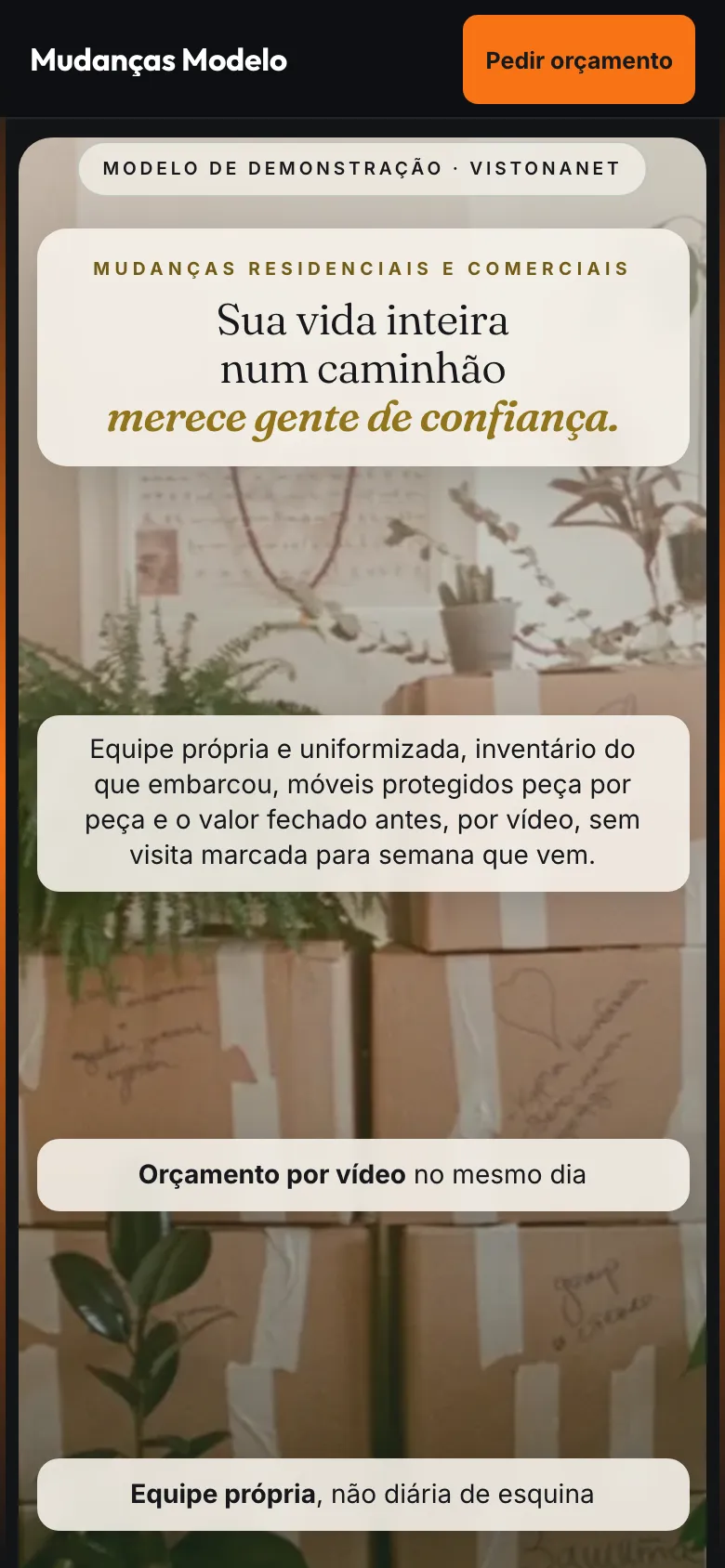 Modelo de site de mudanças