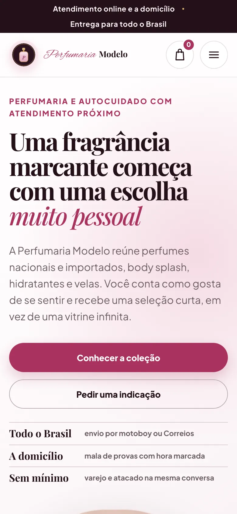 Modelo de site de perfumaria