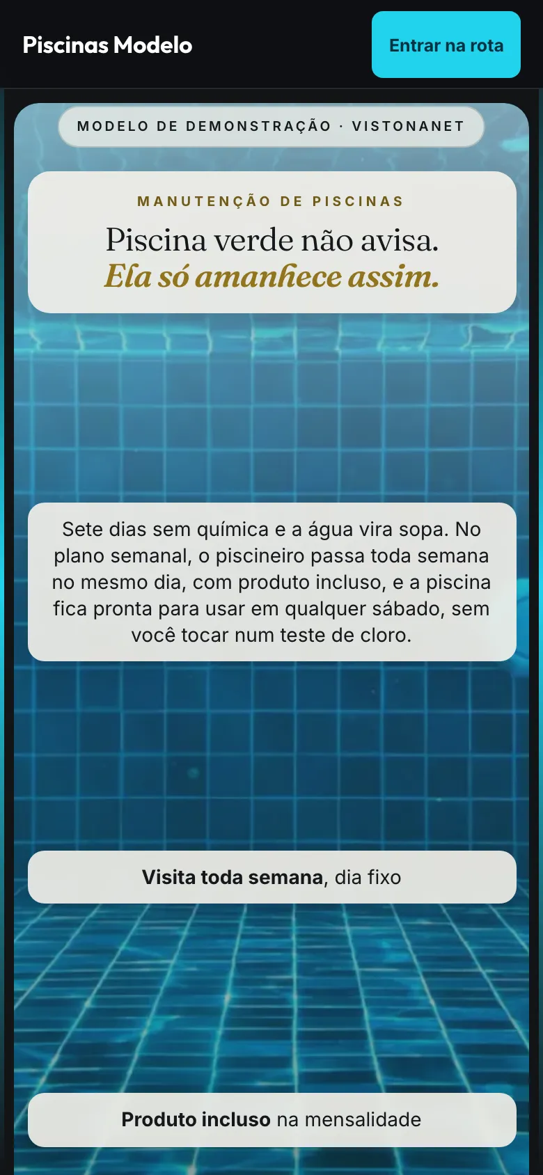 Modelo de site de piscinas