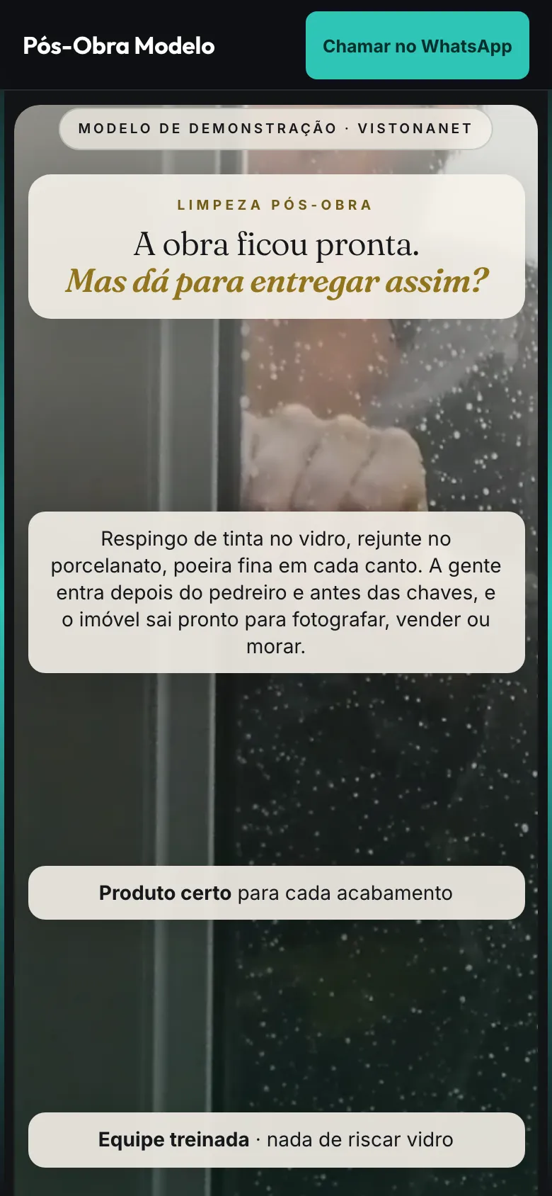 Modelo de site de pós-obra