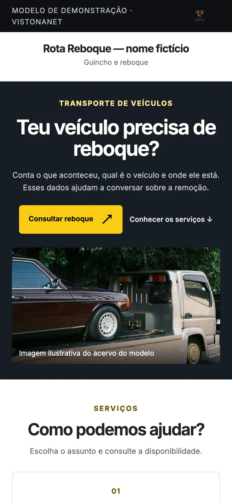 Modelo de site de reboque