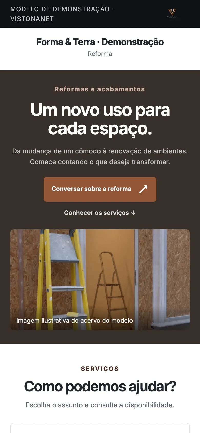 Modelo de site de reforma