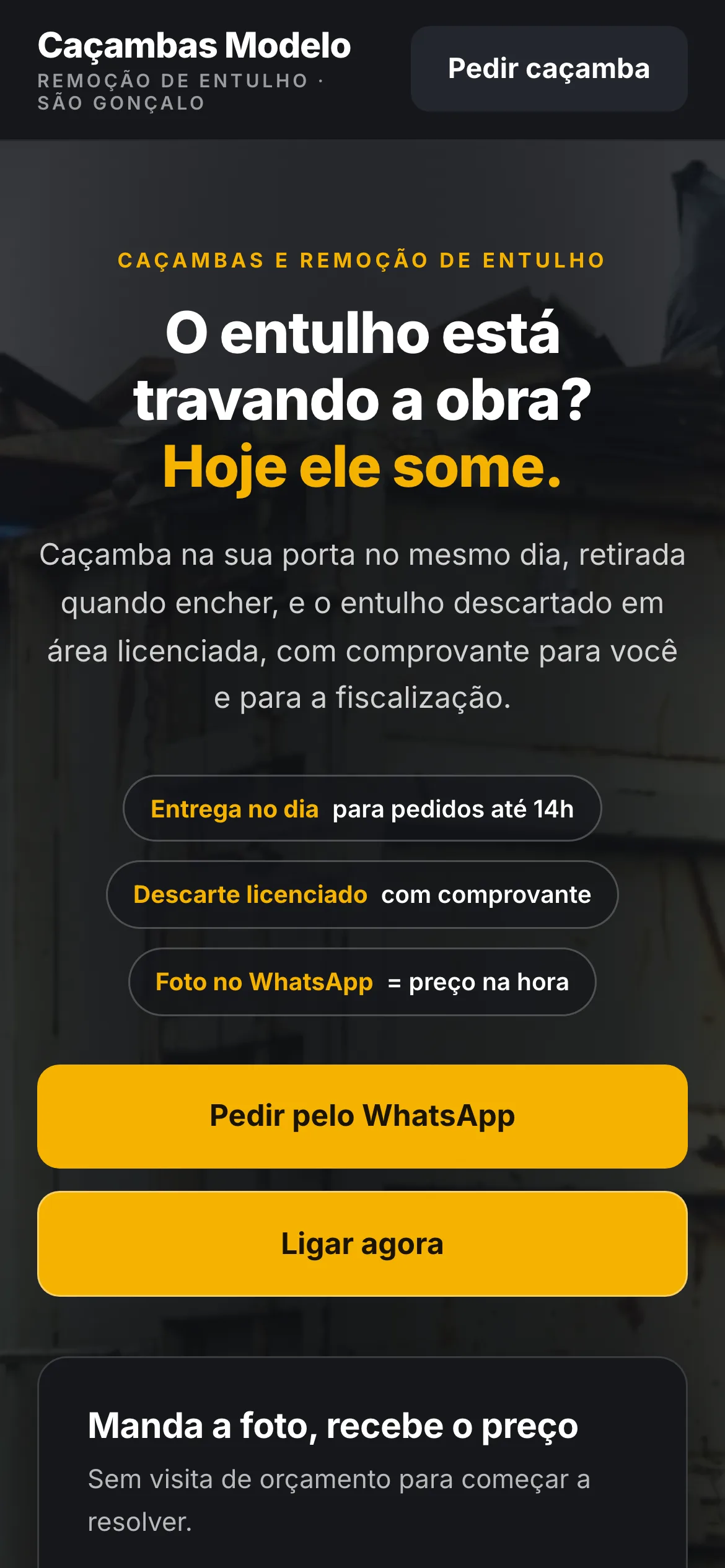 O mesmo modelo visto no celular