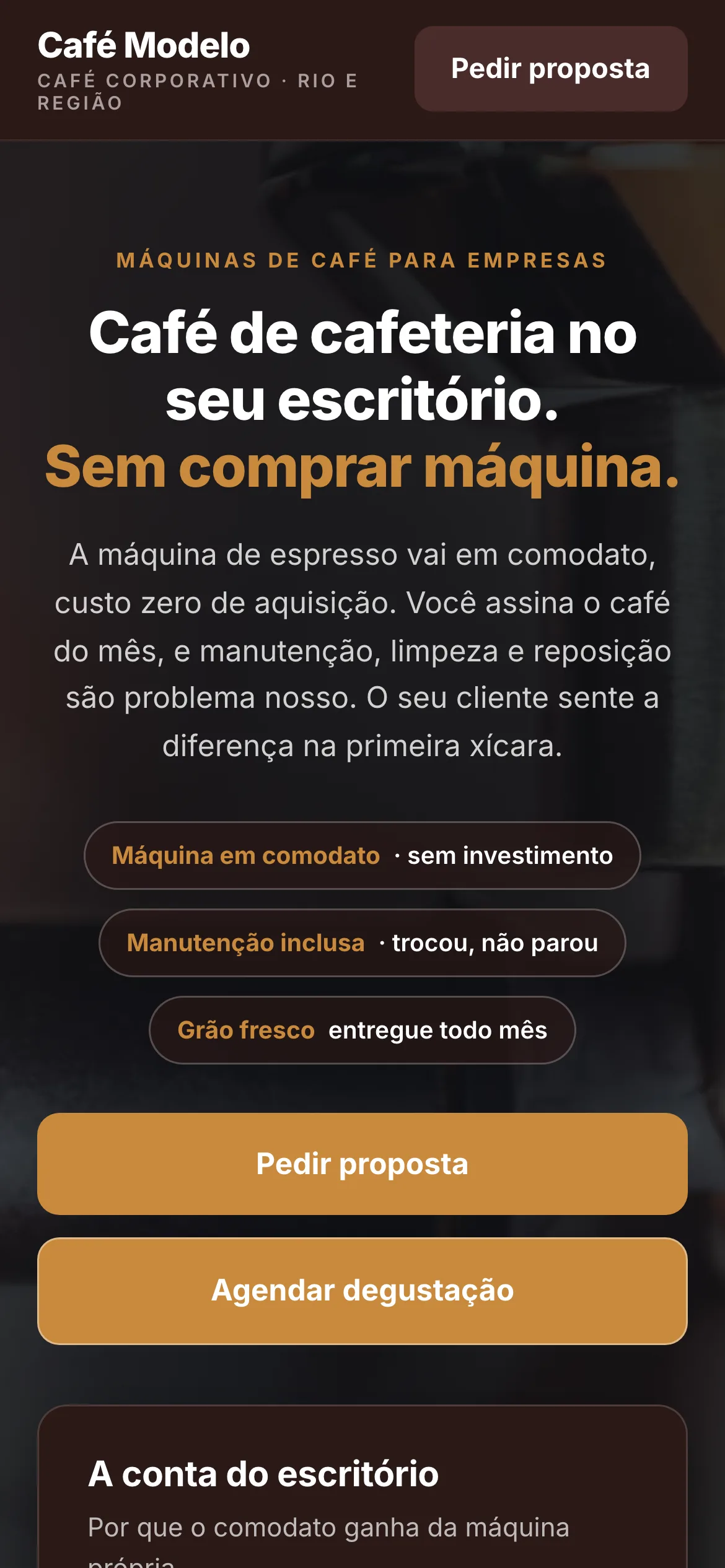 O mesmo modelo visto no celular
