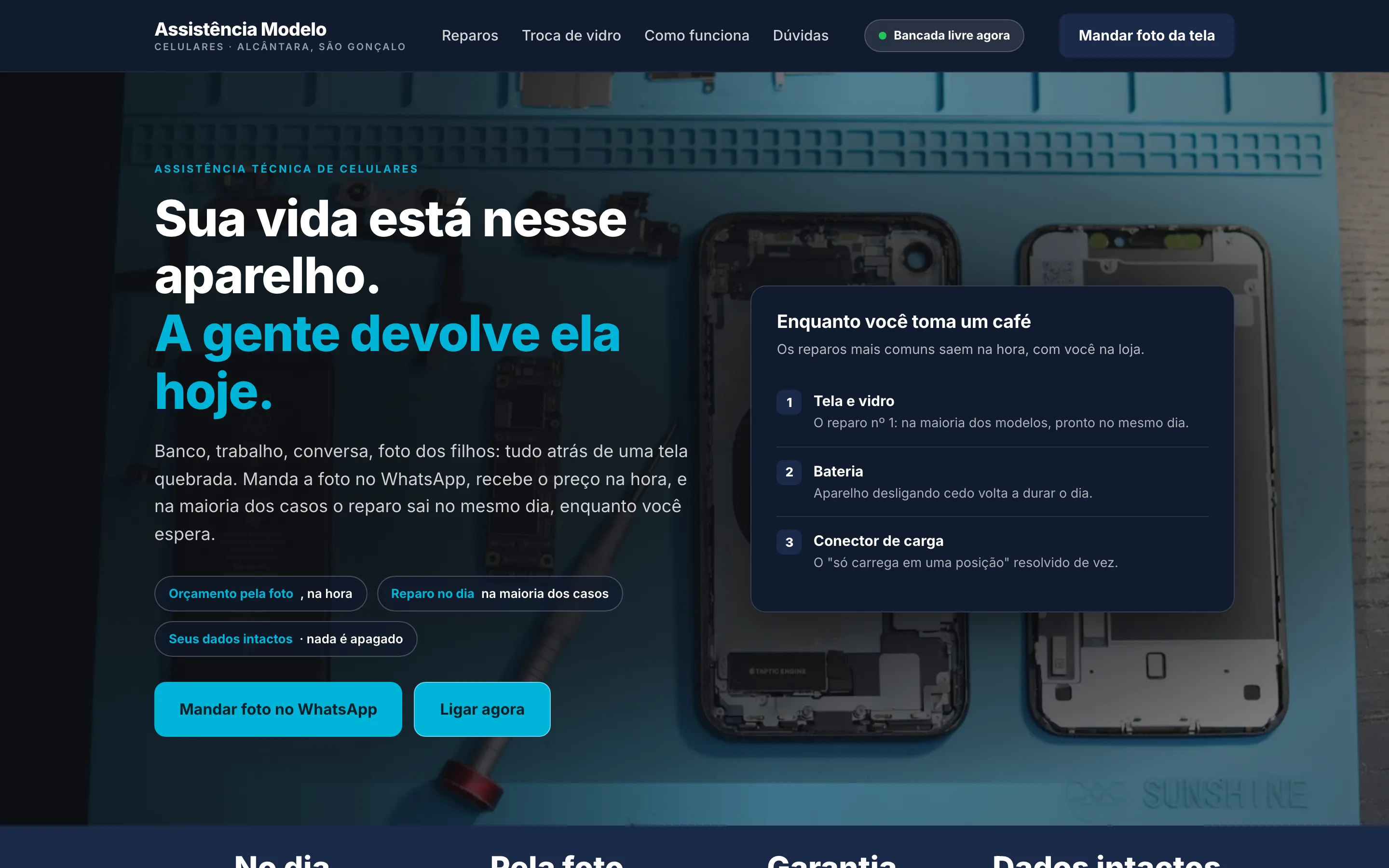 Modelo de site para assistência técnica de celulares