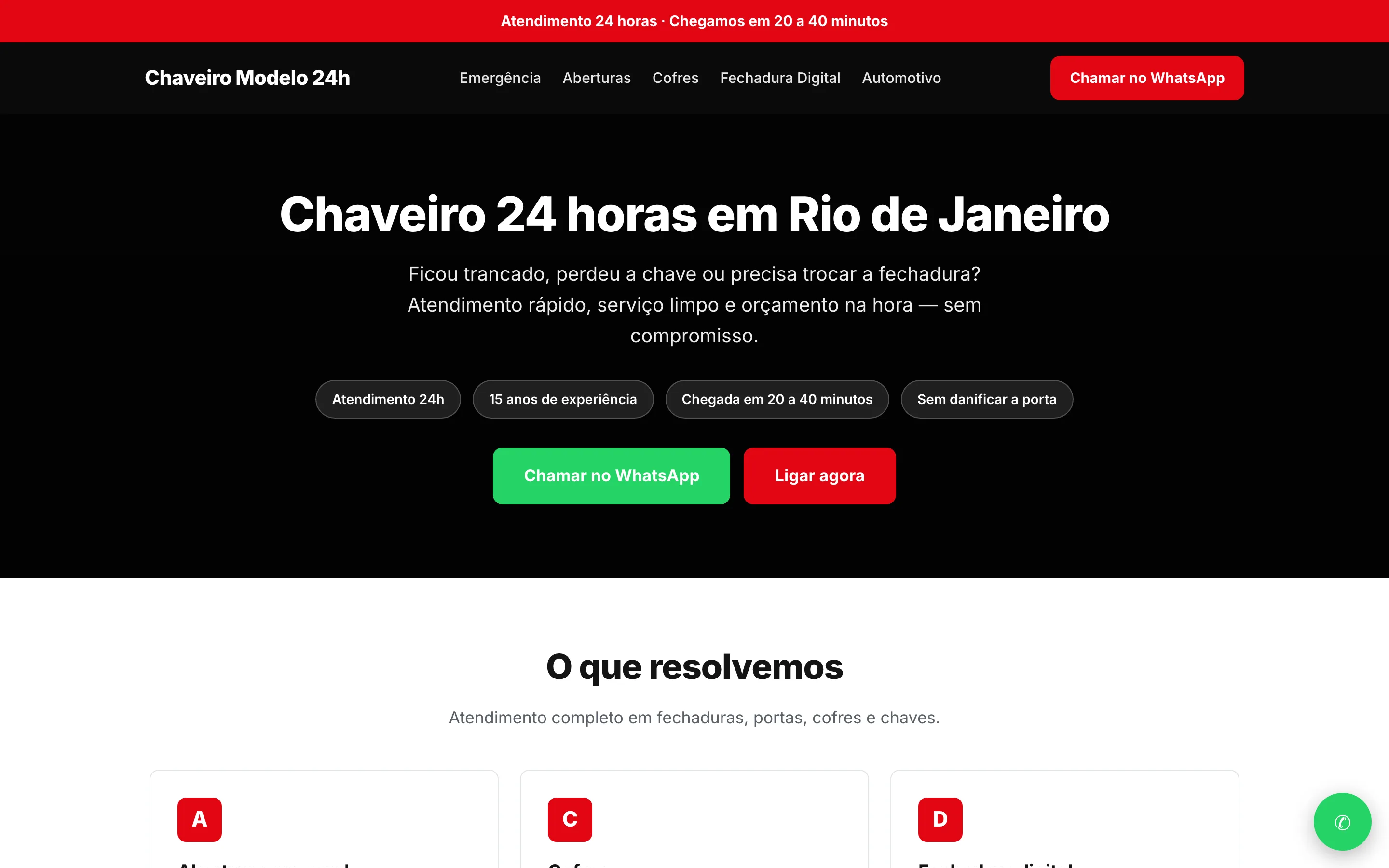 Modelo de site para chaveiro 24 horas