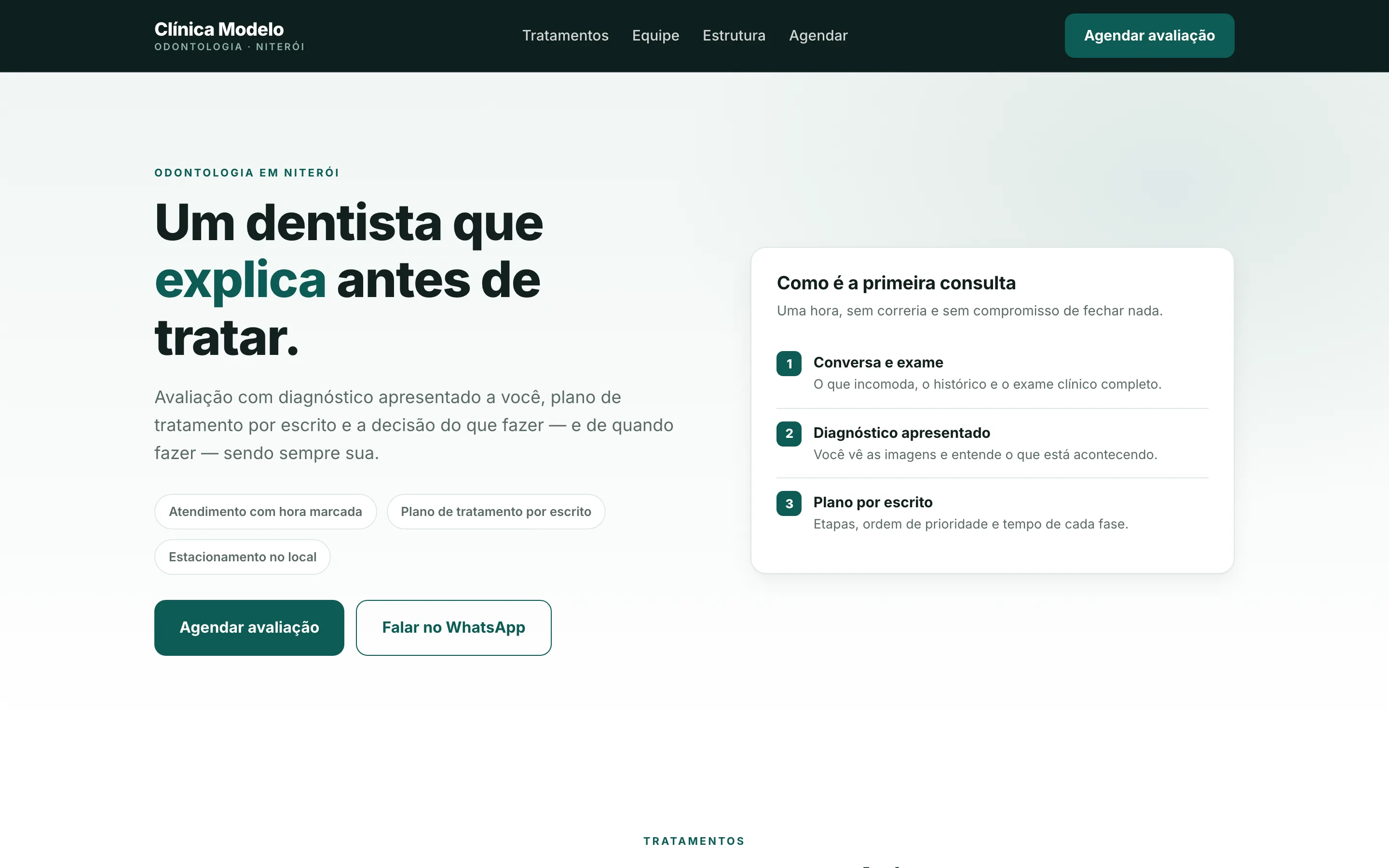 Modelo de site para clínica odontológica