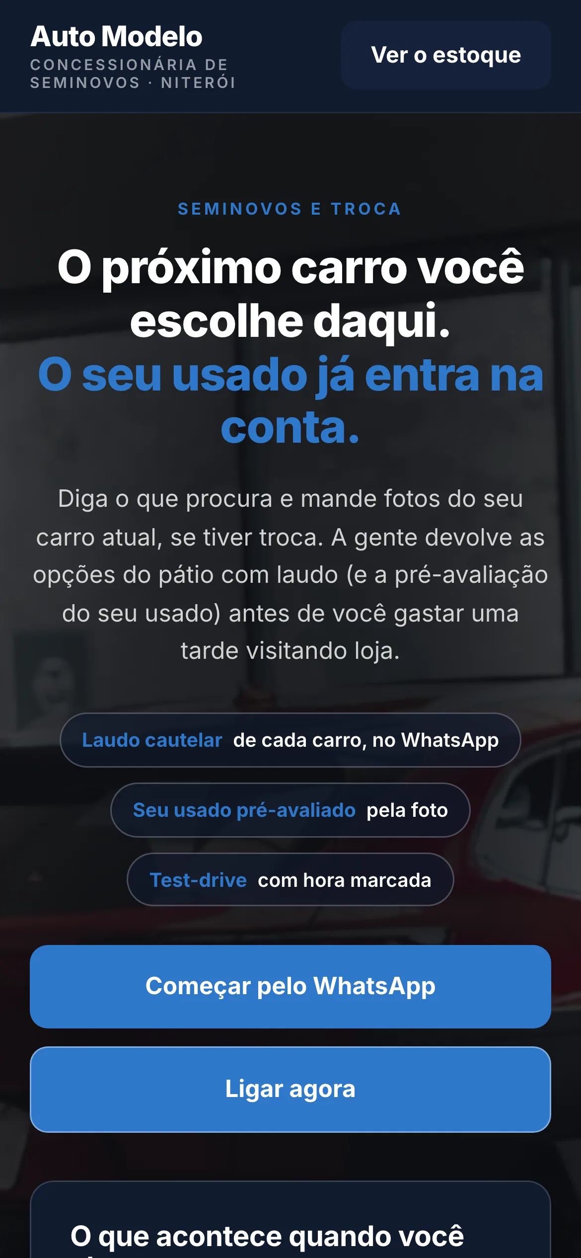 O mesmo modelo visto no celular