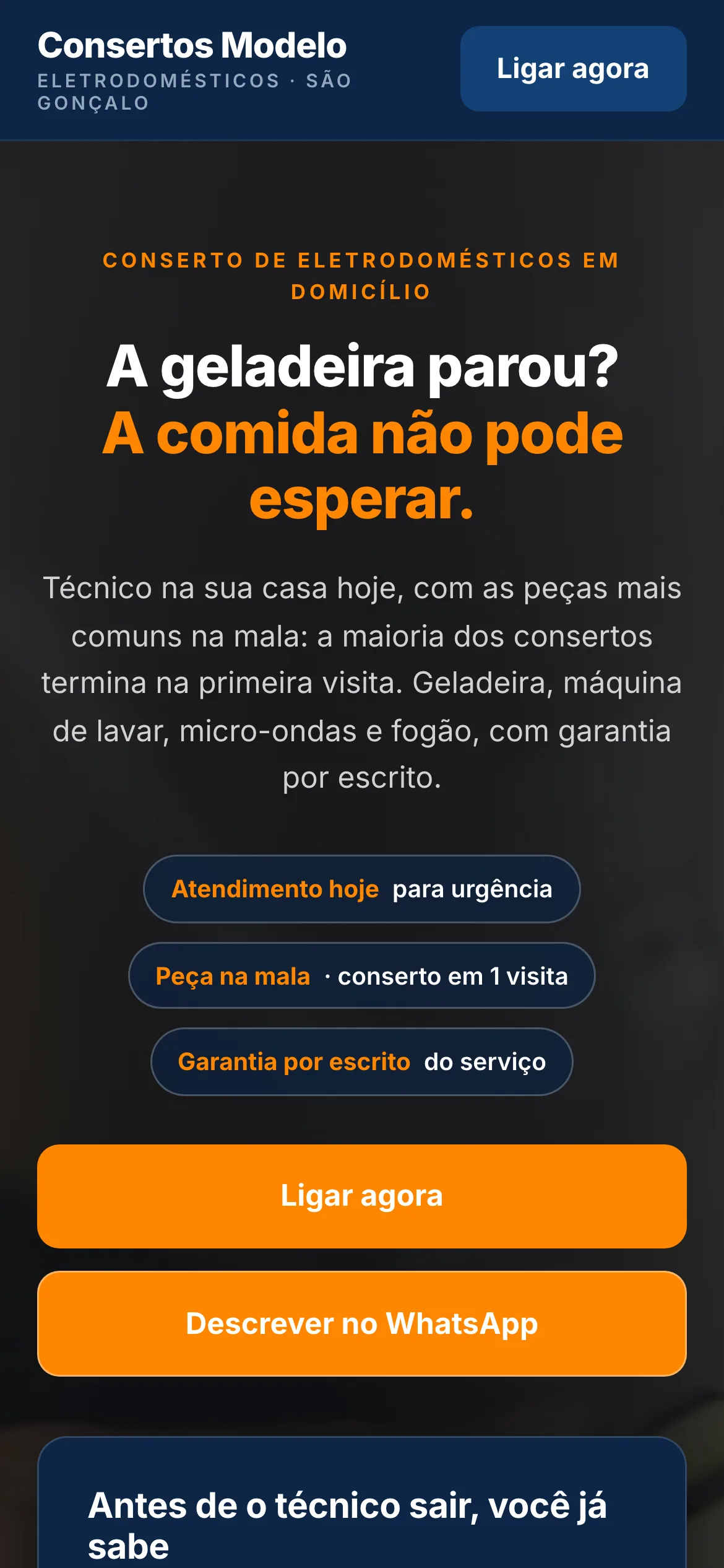 O mesmo modelo visto no celular