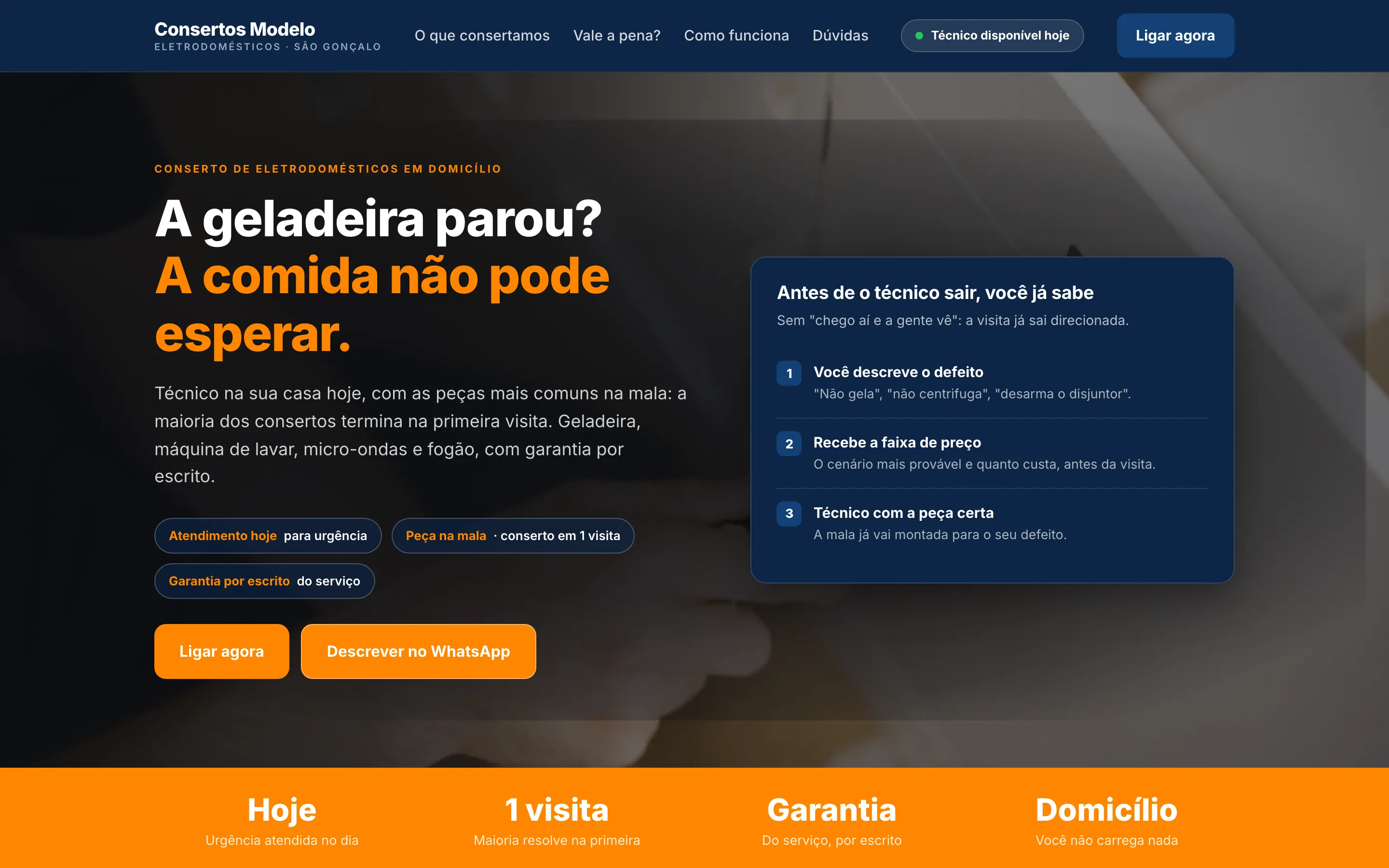 Modelo de site para conserto de eletrodomésticos