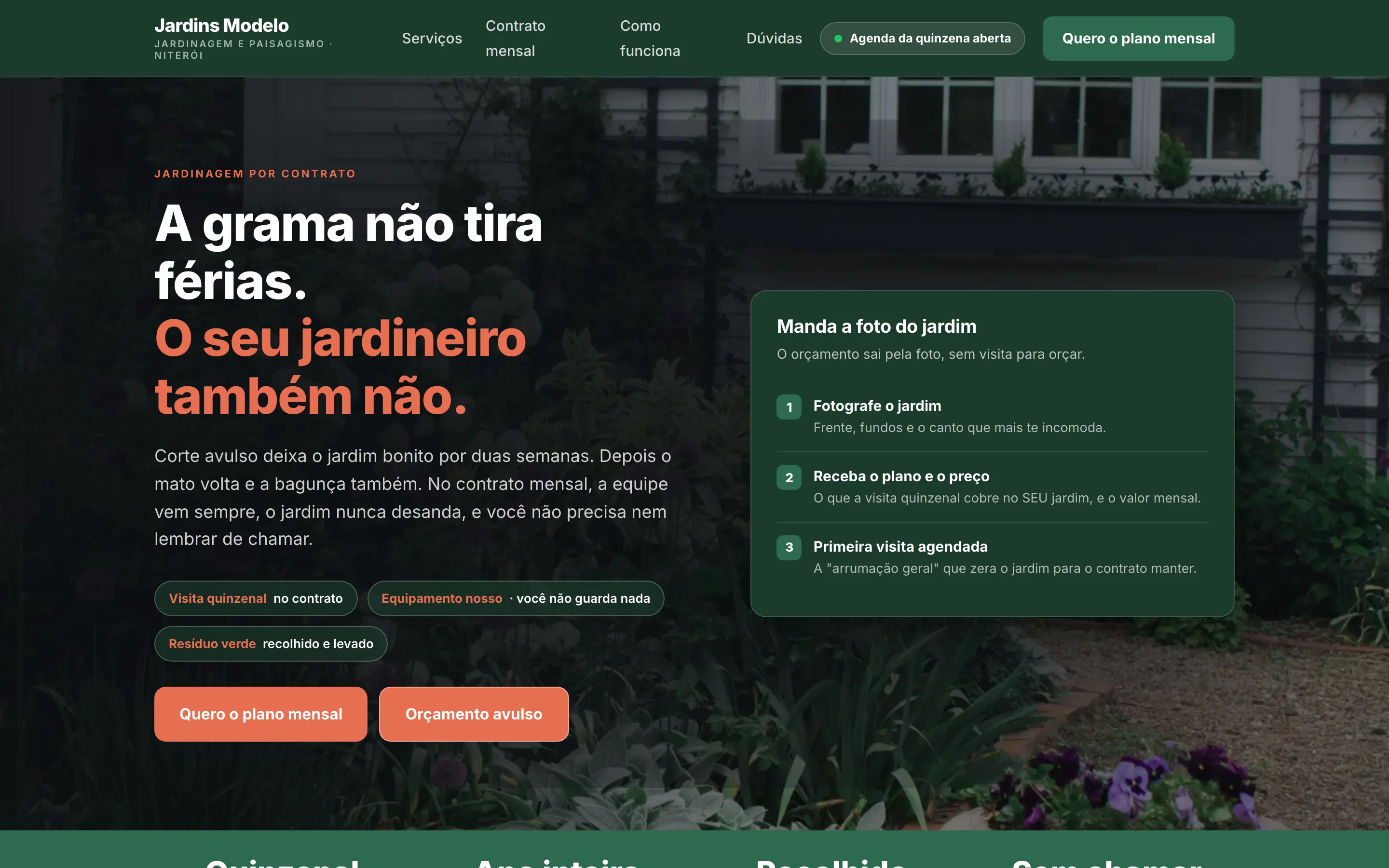Modelo de site para jardinagem e paisagismo por contrato