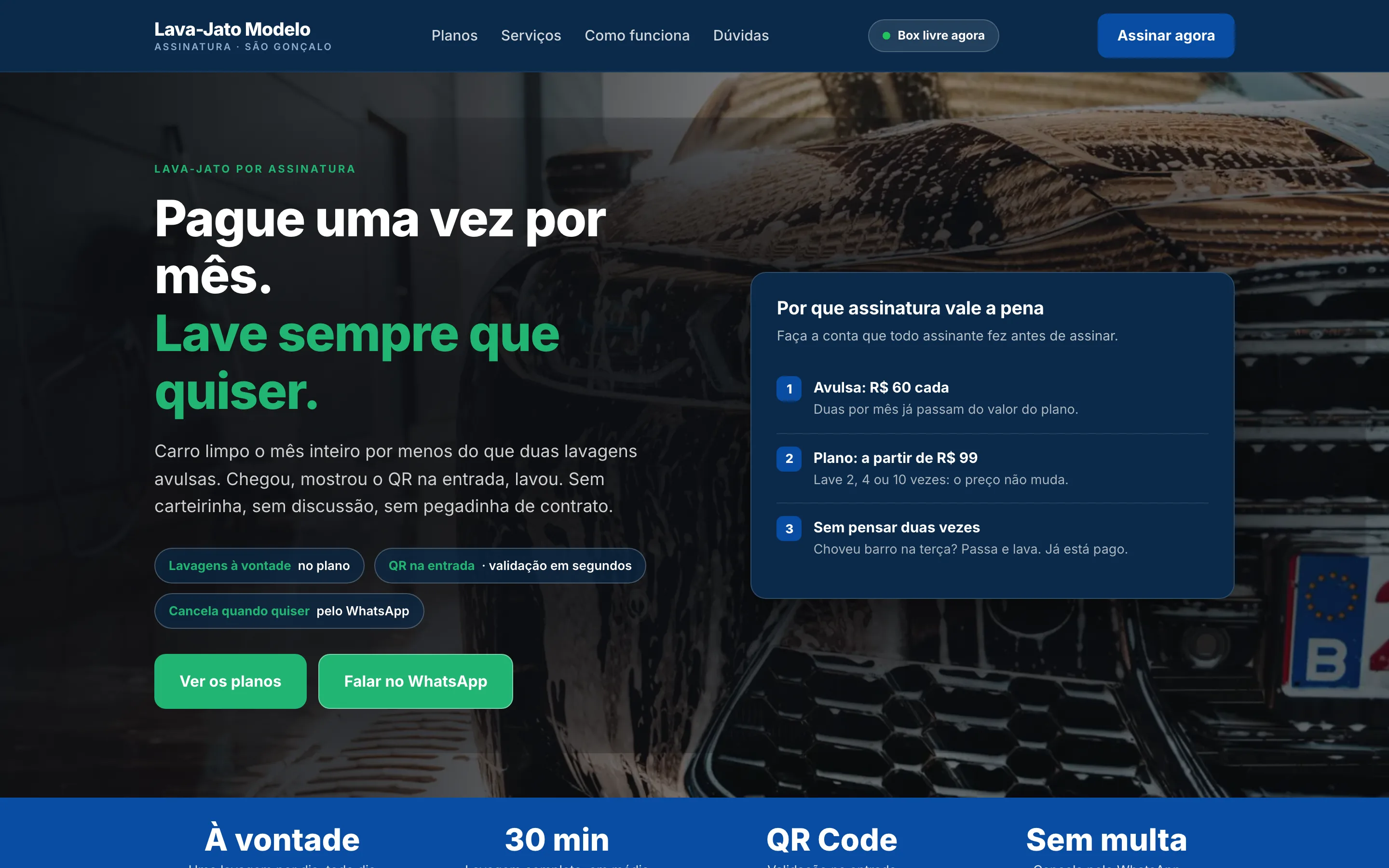 Modelo de site para lava-jato por assinatura