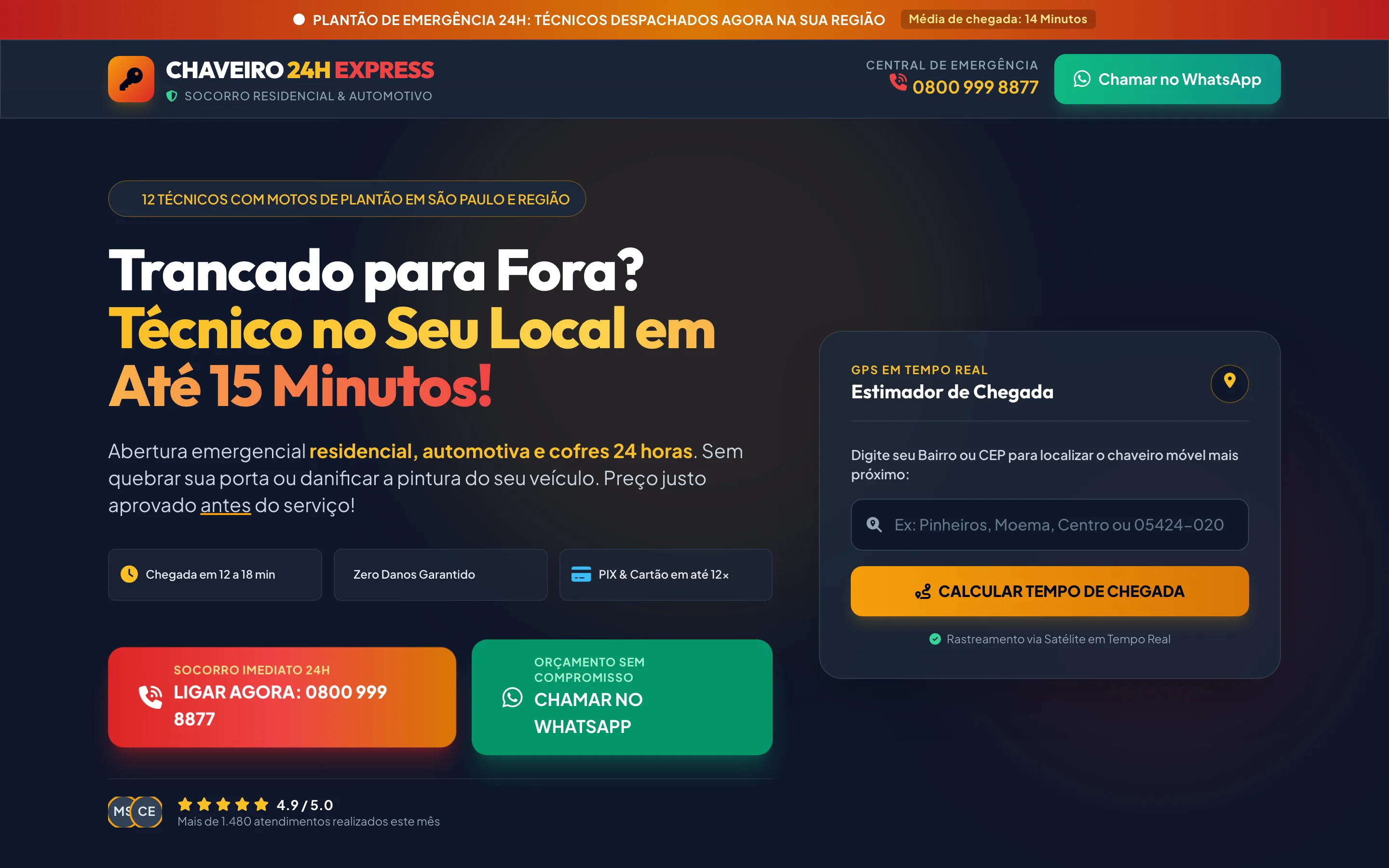 Modelo de landing page para chaveiro 24 horas