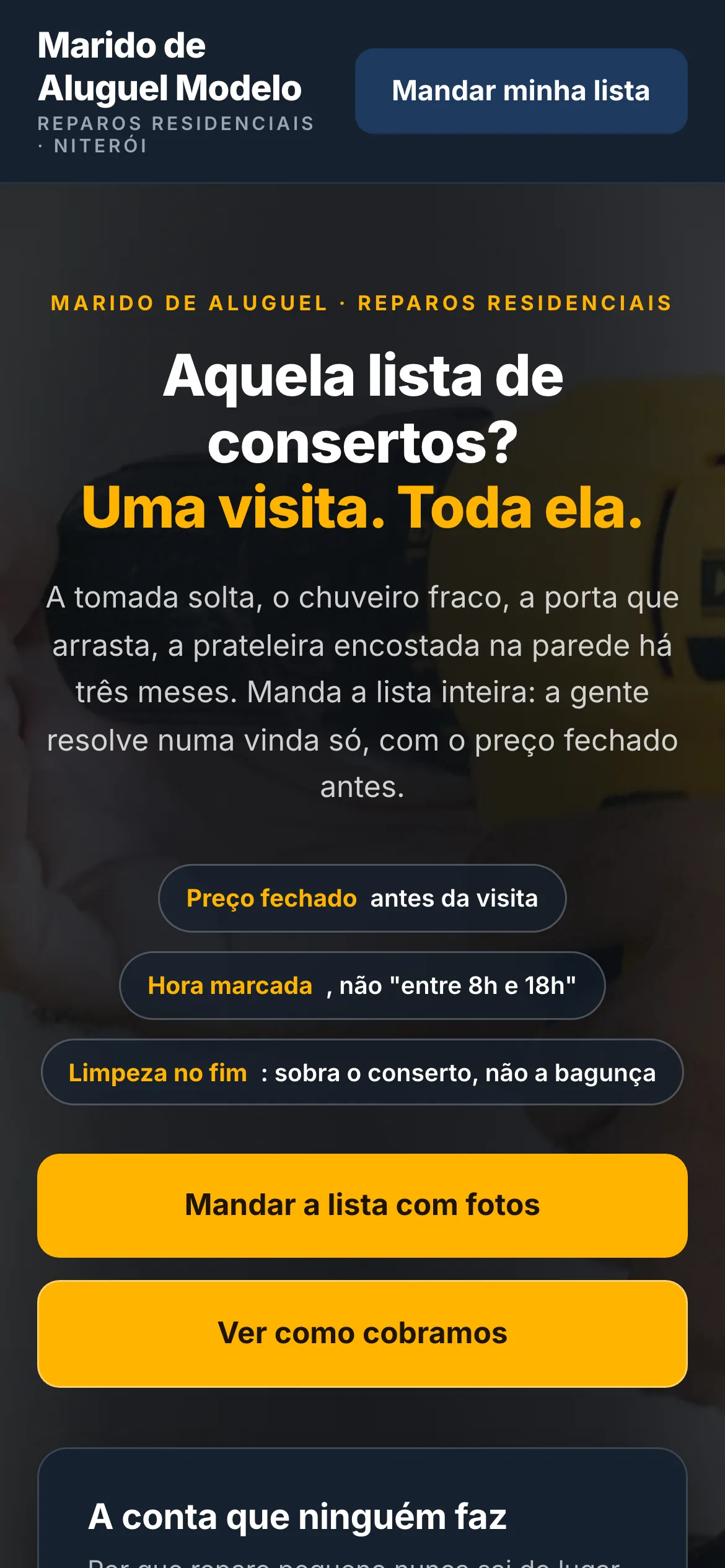 O mesmo modelo visto no celular