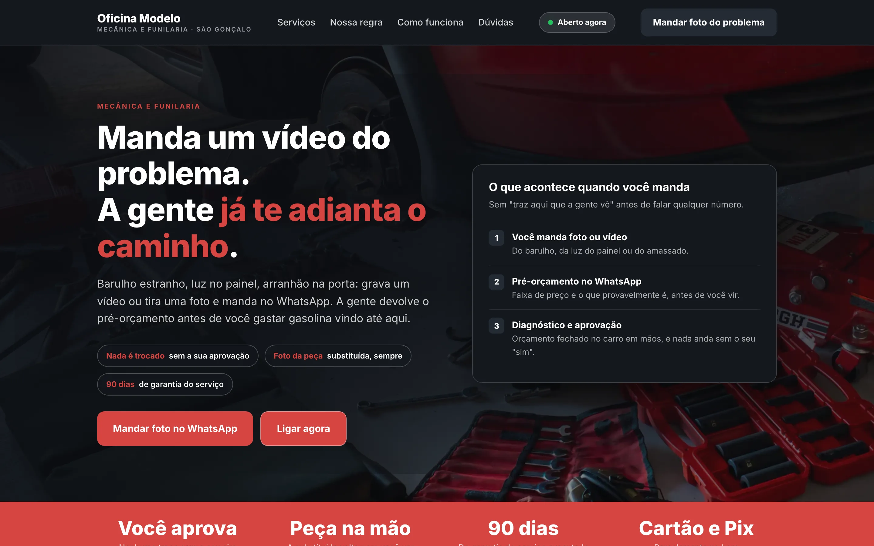 Modelo de site para oficina mecânica e funilaria