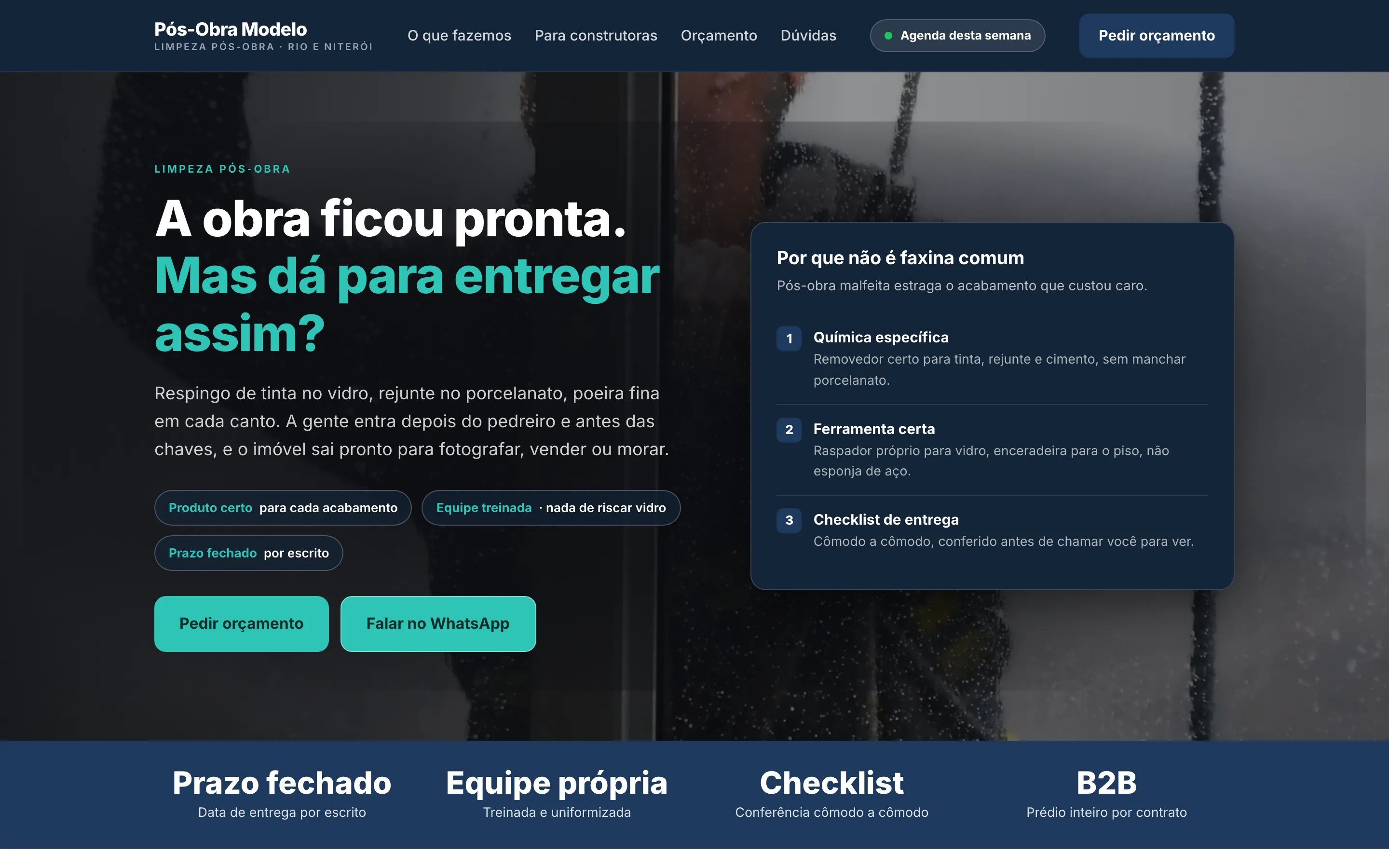 Modelo de site para limpeza pós-obra