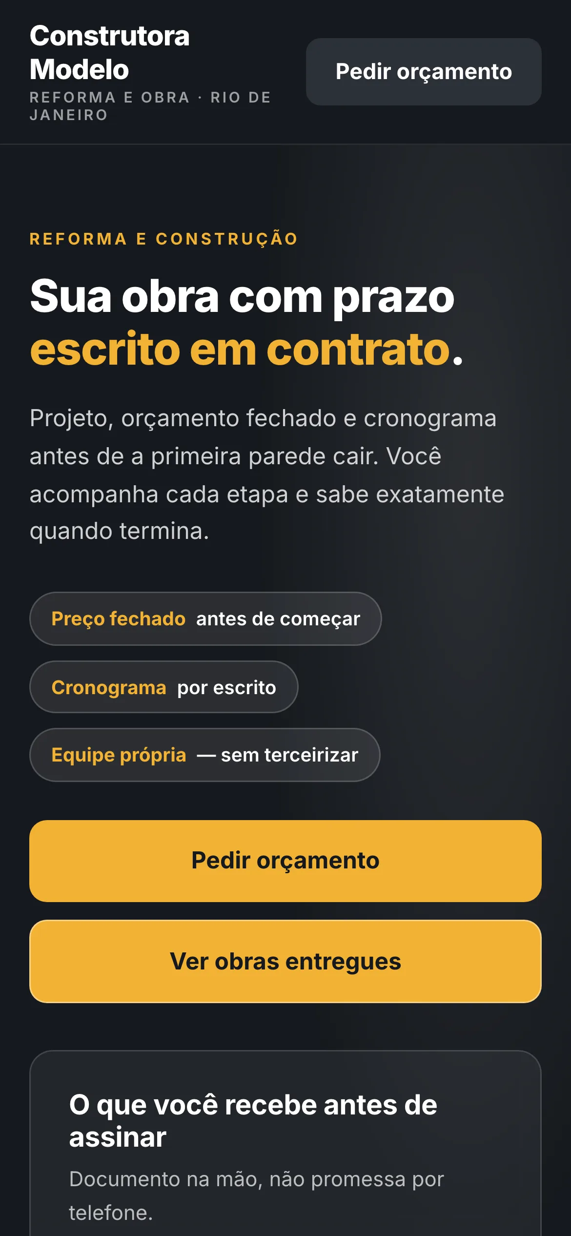 O mesmo modelo visto no celular