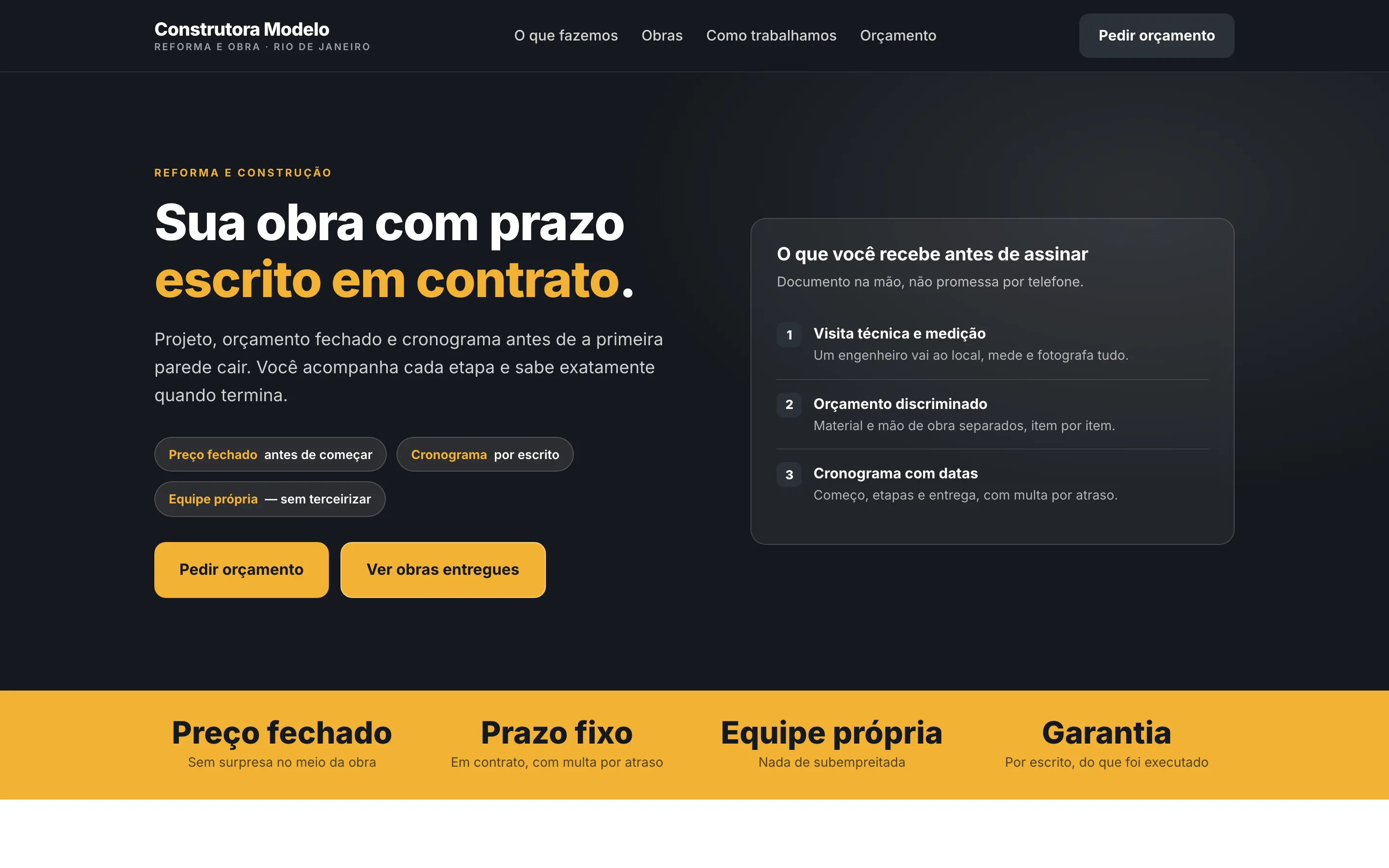 Modelo de site para construtora e reforma