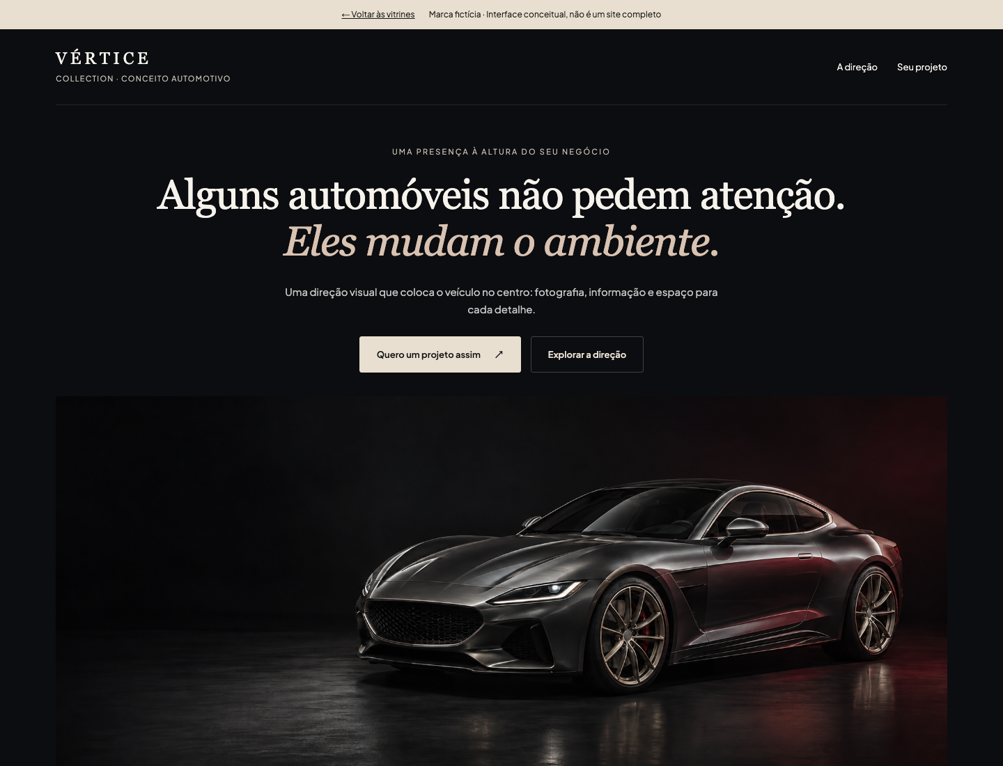 Prévia da interface conceitual automotiva Vértice Collection